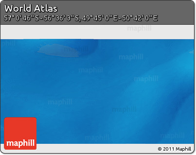 Physical 3D Map of the Area around 56° 48' 24" S, 50° 13' 30" E