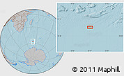 Gray Location Map of the area around 56° 48' 24" S, 50° 13' 30" E, hill shading
