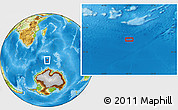 Physical Location Map of the area around 56° 48' 24" S, 50° 13' 30" E