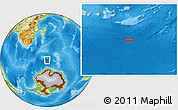 Physical Location Map of the area around 56° 48' 24" S, 51° 4' 30" E