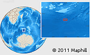 Shaded Relief Location Map of the area around 56° 48' 24" S, 51° 55' 29" E