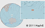 Gray Location Map of the area around 56° 48' 24" S, 52° 46' 29" E, hill shading