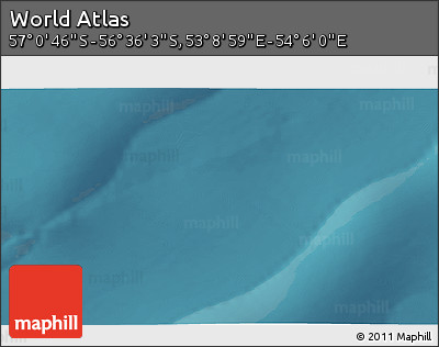 Satellite 3D Map of the Area around 56° 48' 24" S, 53° 37' 30" E