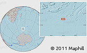 Gray Location Map of the area around 56° 48' 24" S, 53° 37' 30" E, hill shading
