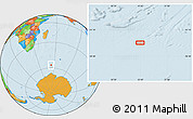 Political Location Map of the area around 56° 48' 24" S, 53° 37' 30" E