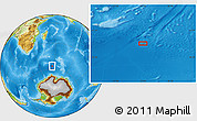 Physical Location Map of the area around 56° 48' 24" S, 55° 19' 30" E