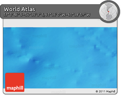 Physical 3D Map of the Area around 56° 48' 24" S, 61° 7' 30" W