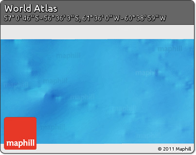 Physical 3D Map of the Area around 56° 48' 24" S, 61° 7' 30" W