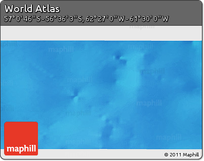 Physical 3D Map of the Area around 56° 48' 24" S, 61° 58' 30" W