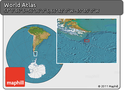 Satellite Location Map of the Area around 56° 48' 24" S, 66° 13' 29" W