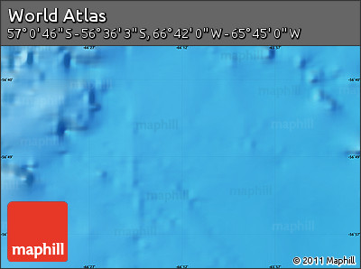 Physical Map of the Area around 56° 48' 24" S, 66° 13' 29" W