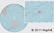 Gray Location Map of the area around 56° 48' 24" S, 72° 19' 29" E, hill shading