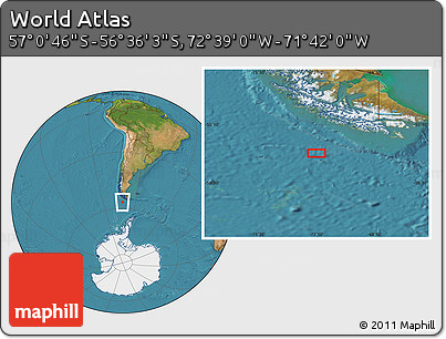 Satellite Location Map of the Area around 56° 48' 24" S, 72° 10' 30" W