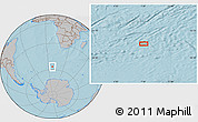 Gray Location Map of the area around 56° 48' 24" S, 7° 43' 29" E, hill shading