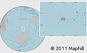 Gray Location Map of the area around 56° 48' 24" S, 95° 16' 30" E, hill shading