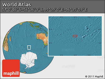 Satellite Location Map of the Area around 56° 48' 24" S, 96° 7' 30" E