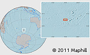 Gray Location Map of the area around 56° 48' 24" S, 96° 58' 29" E, hill shading