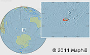 Savanna Style Location Map of the area around 56° 48' 24" S, 97° 49' 29" E, hill shading