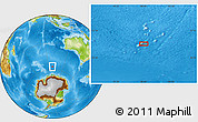 Physical Location Map of the area around 56° 48' 24" S, 98° 40' 30" E