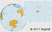 Political Location Map of the area around 56° 48' 24" S, 98° 40' 30" E