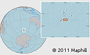 Gray Location Map of the area around 56° 48' 24" S, 99° 31' 30" E, hill shading