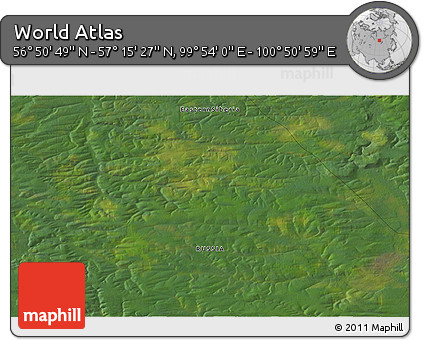 Satellite 3D Map of the Area around 57° 3' 8" N, 100° 22' 30" E