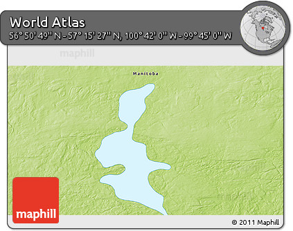 Physical 3D Map of the Area around 57° 3' 8" N, 100° 13' 29" W