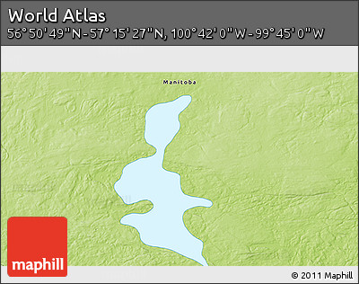 Physical 3D Map of the Area around 57° 3' 8" N, 100° 13' 29" W