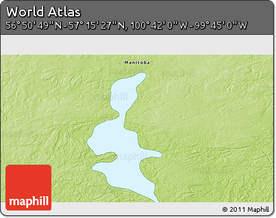 Physical 3D Map of the Area around 57° 3' 8" N, 100° 13' 29" W