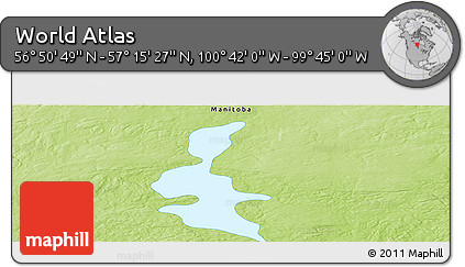 Physical Panoramic Map of the Area around 57° 3' 8" N, 100° 13' 29" W