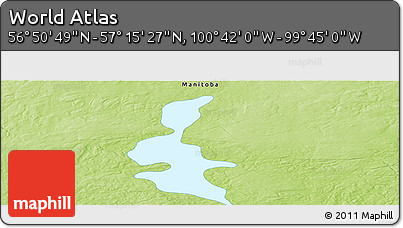 Physical Panoramic Map of the Area around 57° 3' 8" N, 100° 13' 29" W