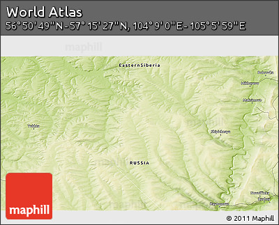 Physical 3D Map of the Area around 57° 3' 8" N, 104° 37' 30" E