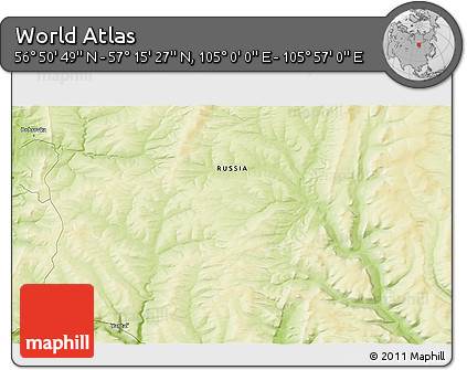 Physical 3D Map of the Area around 57° 3' 8" N, 105° 28' 29" E