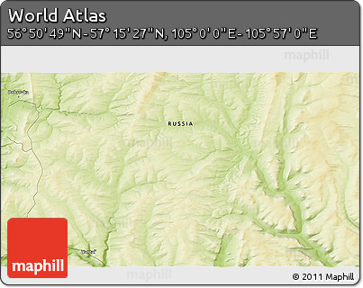 Physical 3D Map of the Area around 57° 3' 8" N, 105° 28' 29" E