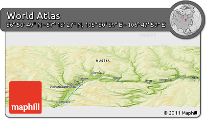 Physical Panoramic Map of the Area around 57° 3' 8" N, 106° 19' 29" E