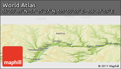 Physical Panoramic Map of the Area around 57° 3' 8" N, 106° 19' 29" E