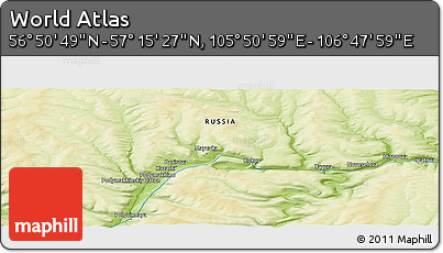 Physical Panoramic Map of the Area around 57° 3' 8" N, 106° 19' 29" E