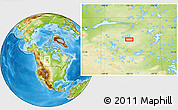 Physical Location Map of the area around 57° 3' 8" N, 106° 10' 30" W