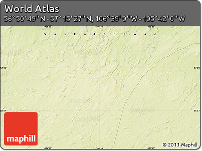 Physical Map of the Area around 57° 3' 8" N, 106° 10' 30" W