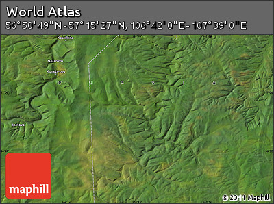 Satellite Map of the Area around 57° 3' 8" N, 107° 10' 30" E