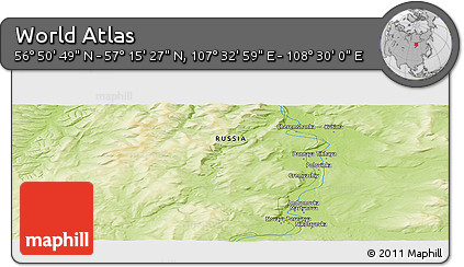 Physical Panoramic Map of the Area around 57° 3' 8" N, 108° 1' 30" E