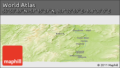 Physical Panoramic Map of the Area around 57° 3' 8" N, 108° 1' 30" E