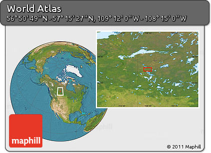 Satellite Location Map of the Area around 57° 3' 8" N, 108° 43' 29" W
