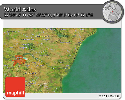 Satellite 3D Map of the Area around 57° 3' 8" N, 10° 16' 30" E
