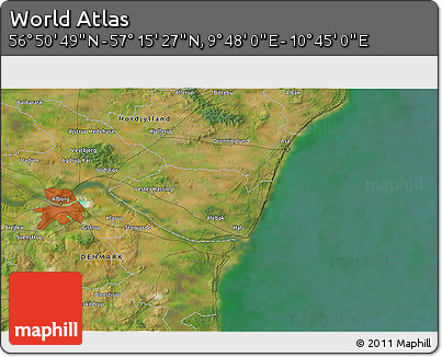 Satellite 3D Map of the Area around 57° 3' 8" N, 10° 16' 30" E