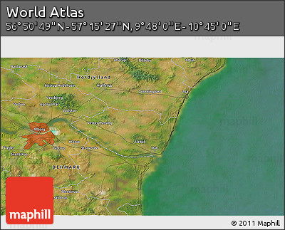 Satellite 3D Map of the Area around 57° 3' 8" N, 10° 16' 30" E