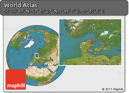 Satellite Location Map of the Area around 57° 3' 8" N, 10° 16' 30" E
