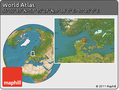 Satellite Location Map of the Area around 57° 3' 8" N, 10° 16' 30" E