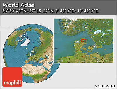 Satellite Location Map of the Area around 57° 3' 8" N, 10° 16' 30" E