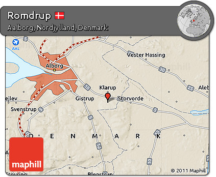 Shaded Relief Map of Romdrup